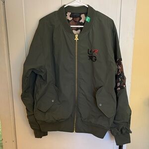 LRG Olive Bomber Jacket with Camo Details
